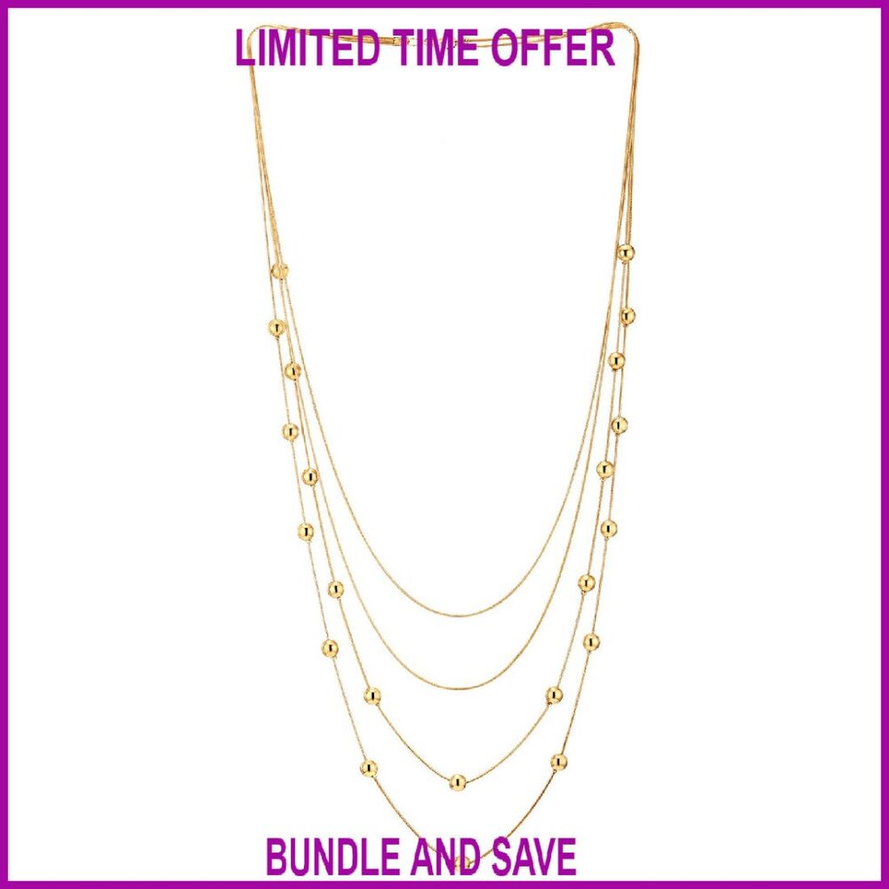 Statement Necklace Waterfall Multi-Strand Layered… - image 1